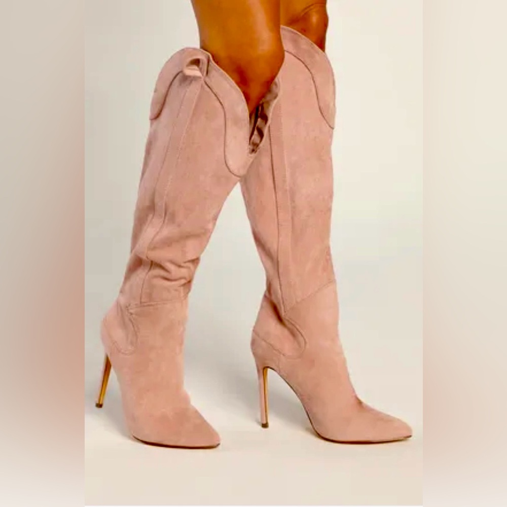 Size 8 LULUS DUSTY PINK STILETTO COWGIRL BOOTS $69 unworn